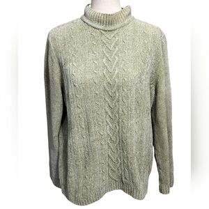 (1218) Alfred Dunner Tea Green Cable Knit Sweater Size Large